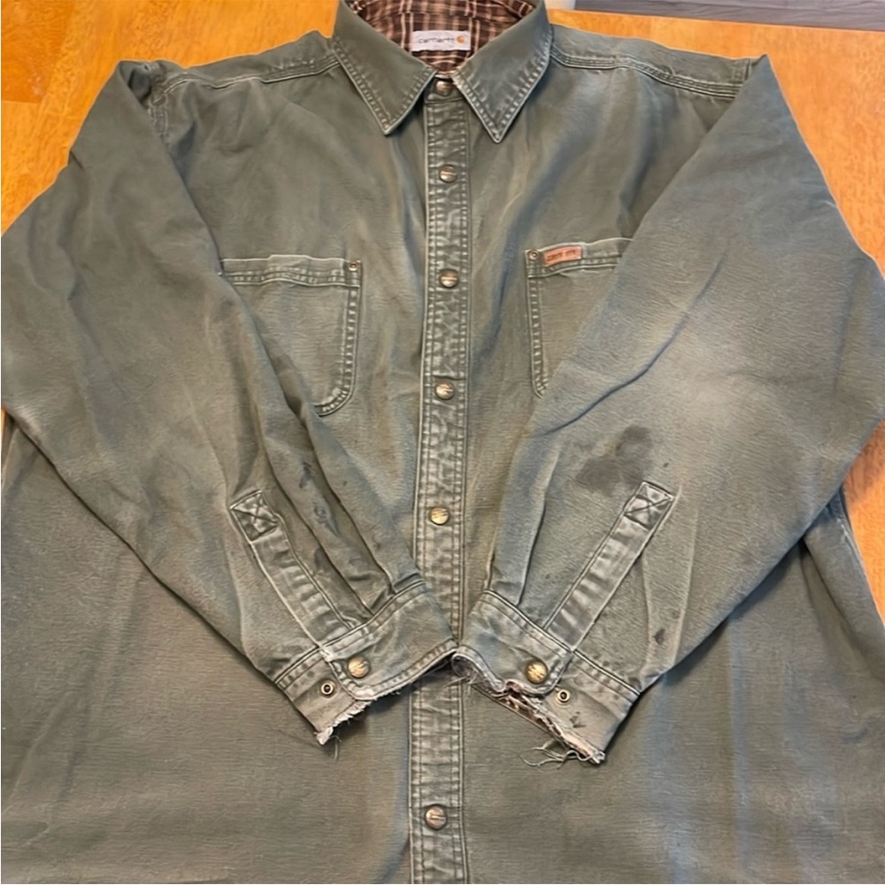 Carhartt Flannel Lined Shirt Jacket. Olive green. 2XL